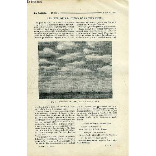 La Nature N 2574 - Les Prvisions Du Temps De La Tour Eiffel Par Ph. Schereschewsky, Les Gemmes De Madagascar Par Jacques Boyer, Le Vol A Voile Par Vent Descendant Par H. Liurette, Le Chronomtrage(...)   de Collectif 