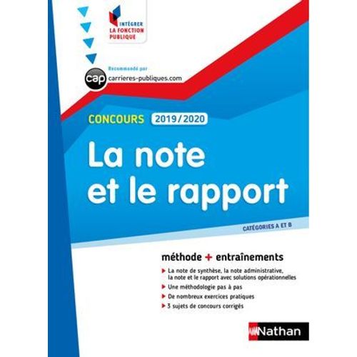 La Note Et Le Rapport - Catgorie A Et B - Intgrer La Fonction Publique - 2019/2020  