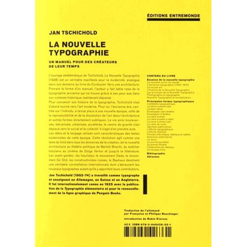 La Nouvelle Typographie - Un Manuel Pour Des Crateurs De Leur Temps   de Jan Tschichold  Format Beau livre 