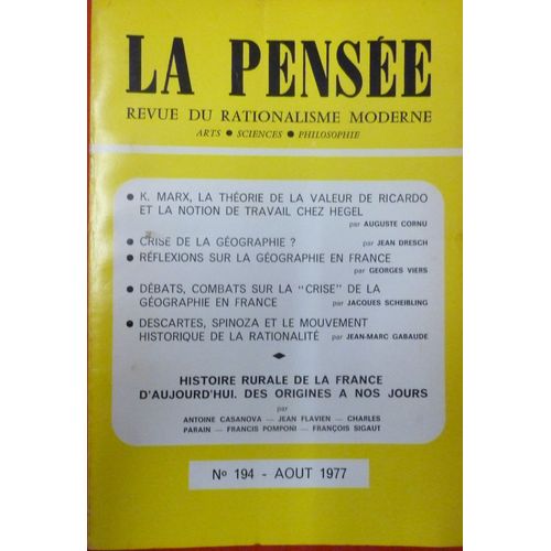 La Pense 194 Cornu, Dresch, Viers, Scheibling, Gabaude. Histoire Rurale De La France.