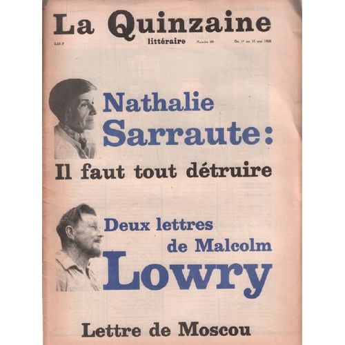 La Quinzaine Littraire N 50 / Nathalie Sarraute: Il Faut Tout Dtruire   de Collectif