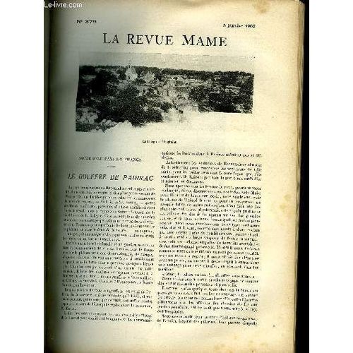 La Revue Mame N 379 - Le Gouffre De Padirac Par Henri Guerlin, Les Violettes D Hiver Par Henri Coupin, La Tour D Ivoire Par Andr Lemoyne, Principe De L clairage Au Gaz Par A. Symptote, Le March Du(...)   de COLLECTIF 