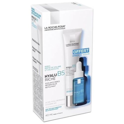 La Roche-Posay Hyalu B5 Soin Riche Anti-Rides  L'acide Hyaluronique 40 Ml + Srum Concentr 10 Ml Offert