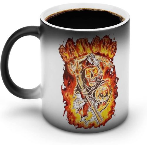 La Tasse Sons Of Anarchy Samcro Reaper In Flames Change De Couleur Lorsqu'elle Est Chauffe. La Tasse  Caf Est Durable Et Facile  Nettoyer. Tasse Familiale 330 Ml