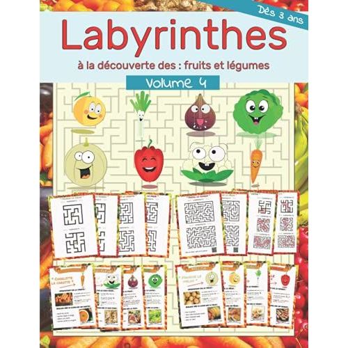 Labyrinthes  La Dcouverte Des : Fruits Et Lgumes Vol 4: Un Grand Livre Ludique De Labyrinthes Illustrs Tout En Couleurs Pour Le Voyage,  Offrir ... L'veil, La Concentration Et La Rflexion.   de FROGGY, BUZZY  Format Broch 