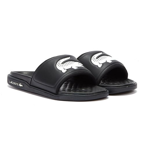 Lacoste Croco Dualiste 0922 2 Claquettes Noires / Blanches Pour Femmes - 39 1/2