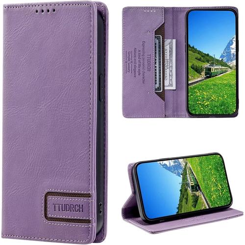 Lagogo Coque Pour Samsung Galaxy A5 2017/A520, Pochette Protection Etui Housse Premium En Cuir Pu,Fermeture Magntique,Flip Case Compatible Avec-Violet Clair