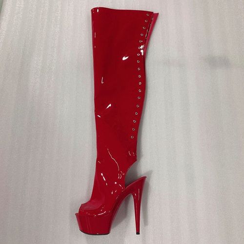 Laijianjinxia Pu Ixdner E Bote De Nuit  Talons Hauts Sur Le Genou Chaussures De Brevpour Femmes 15cm Talons Hauts Bottes A-079 - 12