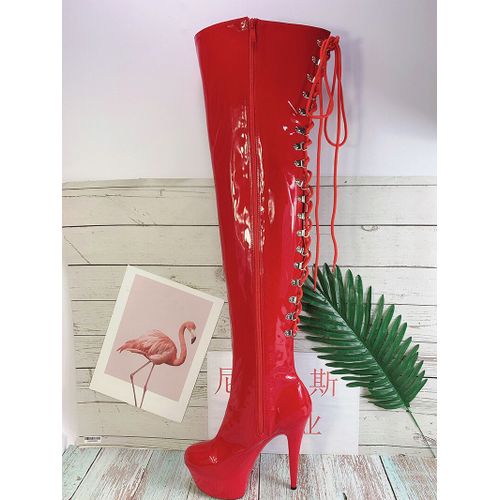 Laijianjinxia Pu Ixdner E Bote De Nuit  Talons Hauts Sur Le Genou Chaussures De Brevpour Femmes 15cm Talons Hauts Bottes A-079 - 12
