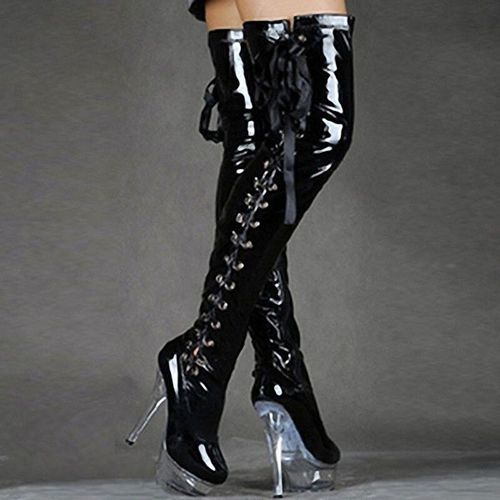 Laijianjinxia Pu Ixdner E Bote De Nuit  Talons Hauts Sur Le Genou Chaussures De Brevpour Femmes 15cm Talons Hauts Bottes A-079 - 12