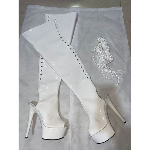 Laijianjinxia Pu Ixdner E Bote De Nuit  Talons Hauts Sur Le Genou Chaussures De Brevpour Femmes 15cm Talons Hauts Bottes A-079 - 12