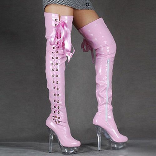 Laijianjinxia Pu Ixdner E Bote De Nuit  Talons Hauts Sur Le Genou Chaussures De Brevpour Femmes 15cm Talons Hauts Bottes A-079 - 10