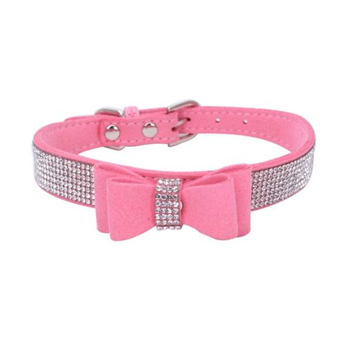 Laisse De Collier En Cuir De Velours Pour Chien De Compagnie Avec Biscuits Bling Bling Blink Butterfly,Accessoires De Mode Pour Animaux De Compagnie,Ennemi - Type Collar Pink-S