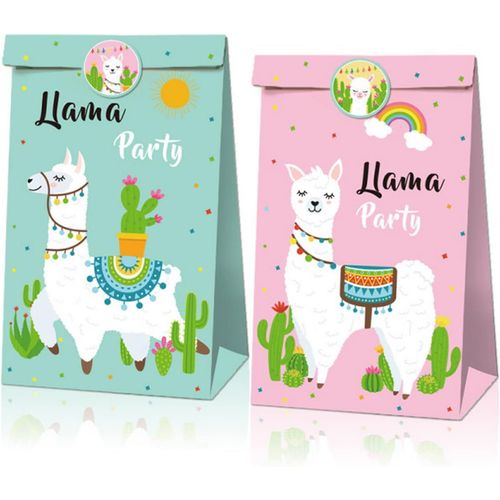 Lama Party Favor Bags 12 Pcs Lama Alpaga Candy Gift Bags Mexico Fiesta Goody Gift Bags Cactus Paper Treat Bags With 18 Pcs Stickers Cute Lama Animal Themed Birthday Party Supplies