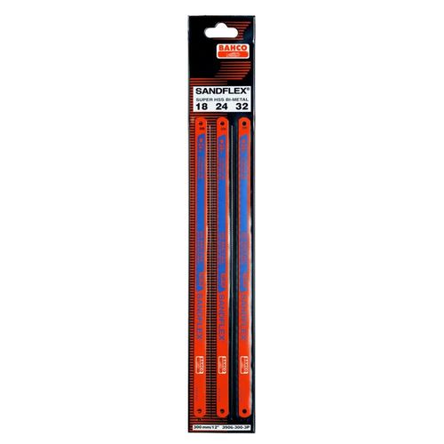 Lot De 3 Lames Bimtal Bahco Sandflex 300mm 18, 24 Et 32 Tpi