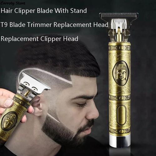Lame de tondeuse  cheveux T9 en forme de T en acier inoxydable, avec support, tte de remplacement pour tondeuse