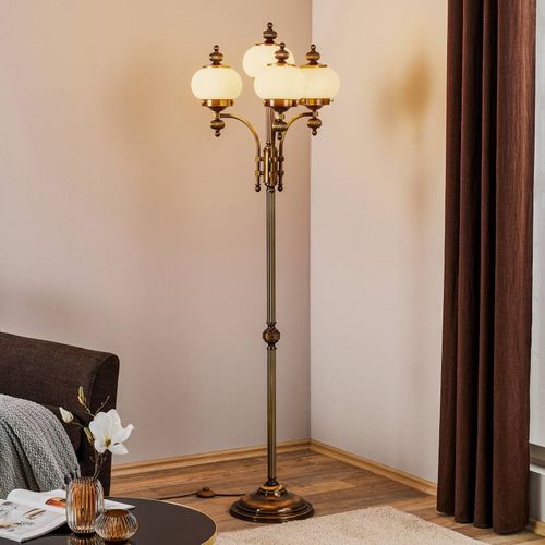 Lampadaire 4 Lampes Delia, Laiton Ancien