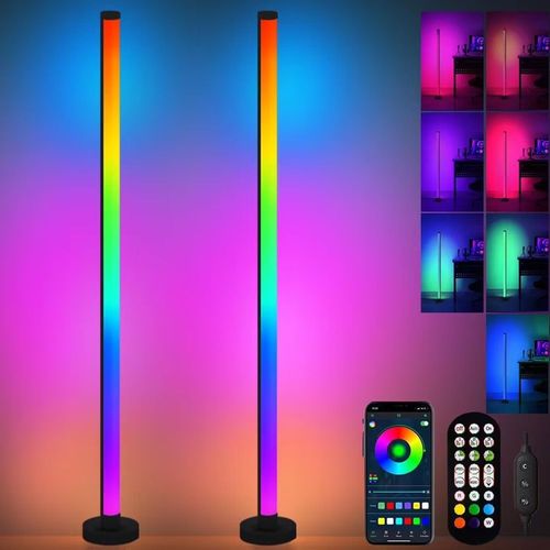 Lampadaire D'Angle Led,Lampe D'Ambiance Moderne Pour Salon,Lampadaire Sur Pied Salon,Lampadaire  Intensit Variable,Moderne Led Lampadaire Pour Chambre,Avec App Contrle Et Tlcommande-Ouragan X
