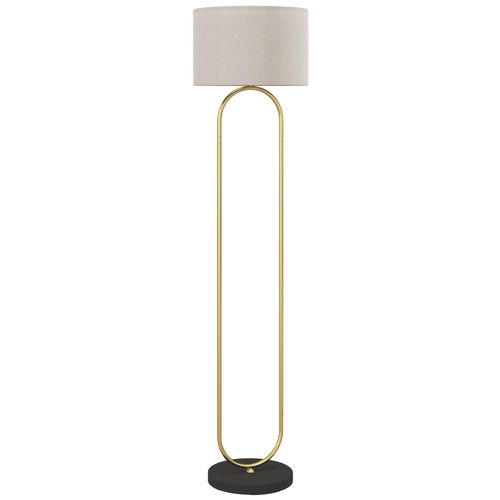 Lampadaire Design No-Rtro H.156 Cm Structure Mt Mtal Dor Arrondi Abat-Jour Tissu Lin