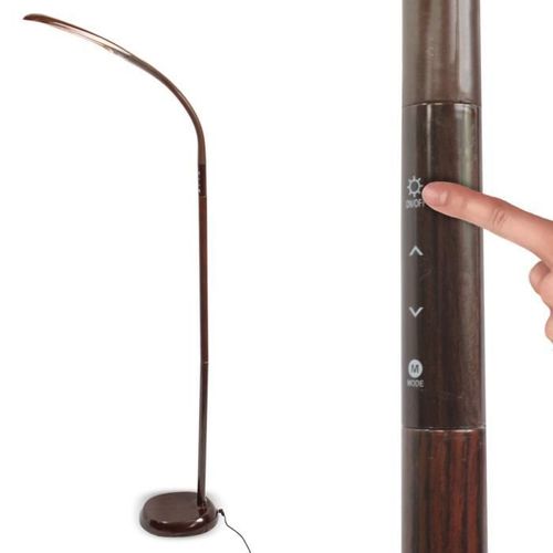 Lampadaire Led Avec Commande Tactile - 4 Niveaux D'intensit - 3 Tempratures De Lumire - Inclinable - 160 Cm - Effet Bois