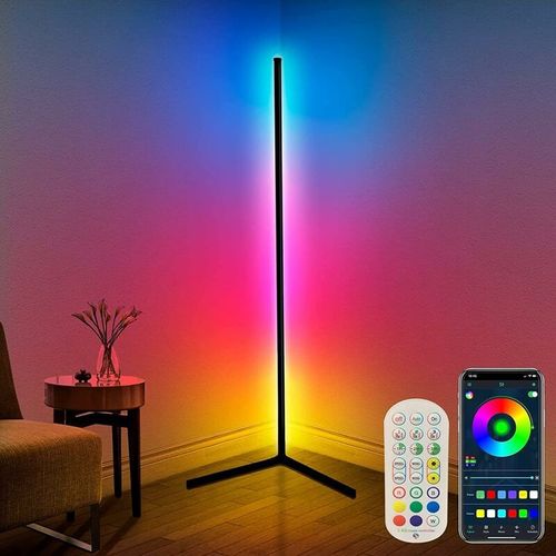 Lampadaire Led D'angle, 165cm Lampe Sur Pied Rgb Avec App Controle Et Telecommande,16 Millions Couleurs Et 300 Modes, Musique Sync Et Temporisation, Lampe D'ambiance Moderne Pour Salon Goodnice