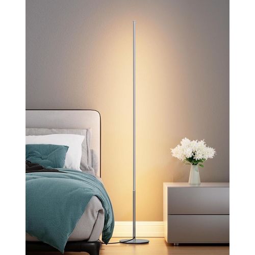 Lampadaire Led Sur Pied Salon, 147cm Dimmable Colonne Lumineuse, 3000k Blanc Chaud, Moderne Lampe D'Ambiance, Interrupteur Au Pied, Decoration Intrieur Pour Salle De Jeu,Argent-Ouragan X