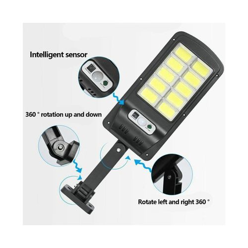 Lampadaire Solaire  120 Led Avec Dtecteur De Mouvement Et Tlcommande - Lampe De Scurit D'extrieur tanche Pour Jardin