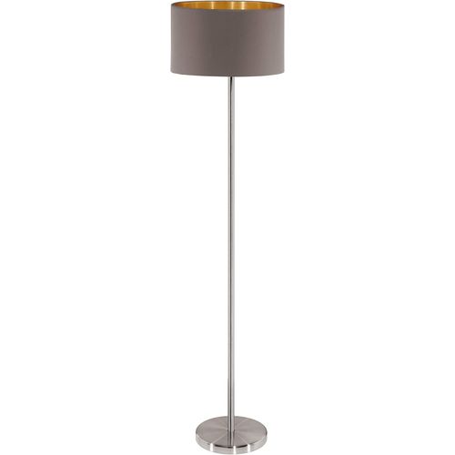 Lampdaire Maserlo, Lampe De Sol En Textile  Flamme, Lampe Sur Pied Ovale En Acier Et Tissu, Couleur : Nickel Mat, Cappuccino, Or, Douille : E27, Interrupteur  Pied Inclus.[G860]