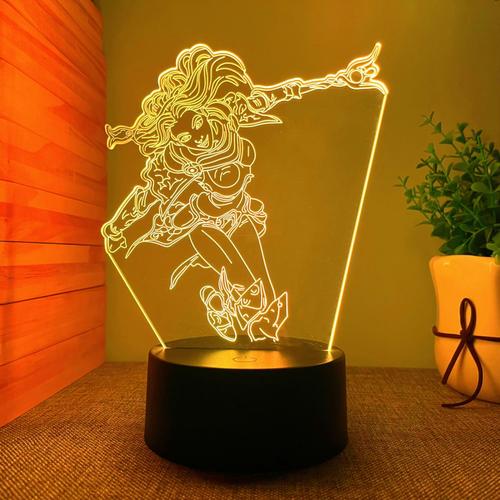 Lampe 3d En Acrylique De La Ligue Des Lgendes Du Personnage De Lux, Plaque De Guidage De Lumire, Base Noire, Veilleuse Pour Enfants, Cadeau D'anniversaire De Festival