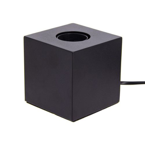 Lampe  Poser Cube En Mtal Noir, Compatible Culot E27, Ip20, 60w Puissance Max