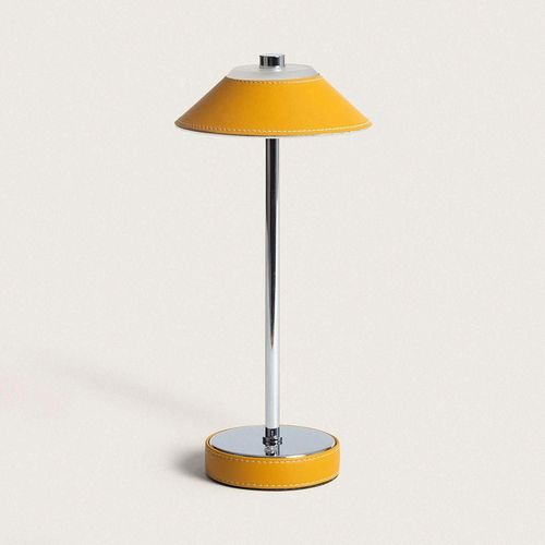 Lampe  Poser Led 3w Portable Cuir Et Mtal Avec Batterie Usb Rechargeable Limer Jaune