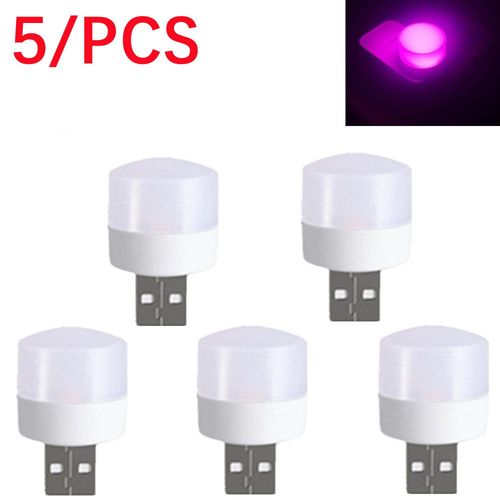 Lampe  Prise Led Usb,Super Lumineuse,Protection Des Yeux,Lampe De Livre Usb,Ordinateur Mobile,Charge D'alimentation,Petite Veilleuse Led Usb,1w,5 Pices - Type 5pcs-Pink Light