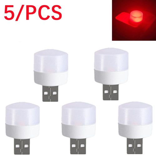 Lampe  Prise Led Usb,Super Lumineuse,Protection Des Yeux,Lampe De Livre Usb,Ordinateur Mobile,Charge D'alimentation,Petite Veilleuse Led Usb,1w,5 Pices - Type 5pcs-Red Light