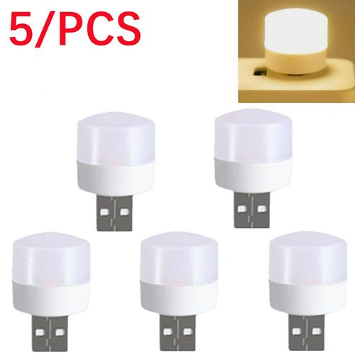 Lampe  Prise Led Usb,Super Lumineuse,Protection Des Yeux,Lampe De Livre Usb,Ordinateur Mobile,Charge D'alimentation,Petite Veilleuse Led Usb,1w,5 Pices - Type 5pcs-Warm Light