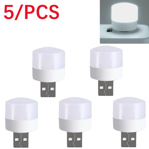 Lampe  Prise Led Usb,Super Lumineuse,Protection Des Yeux,Lampe De Livre Usb,Ordinateur Mobile,Charge D'alimentation,Petite Veilleuse Led Usb,1w,5 Pices - Type 5pcs-White Light