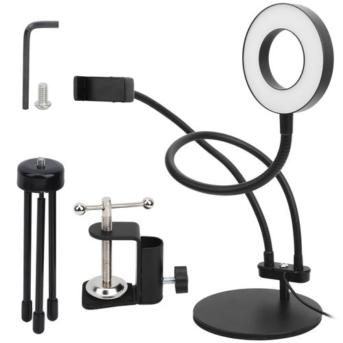 Lampe Annulaire Led A Clip De 3,5 Pouces A Intensite Variable Avec Support De Telephone Pour Diffusion En Direct