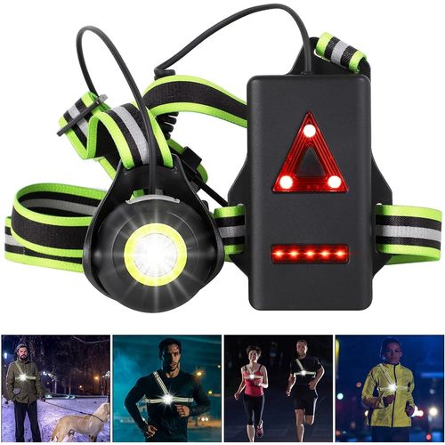 Lampe Course A Pied - Lampe Running Usb Rechargeable 500 Lumens Ipx6 tanche Lampe Pectorale Running 3 Modes Et 90 Rglable Angle Led Lampe Running Poitrine Pour Jogging, Camping,Vert