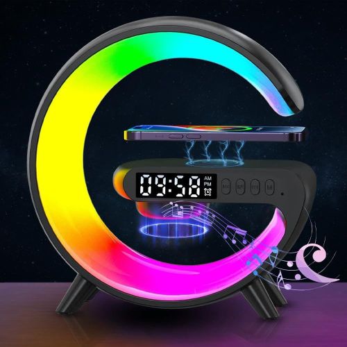 Lampe D'ambiance Sans Fil - Rveil Led - Lampe De Table Intelligente Avec Station De Charge - Synchronisation De La Musique - Haut-Parleur Bluetooth - Intensit Variable - Veilleuse Tactile