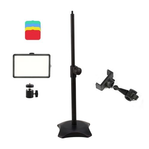 Lampe De Bureau 8 Pouces 3200-5500k  Trois Couleurs Pour Photographie Et Diffusion En Direct Sur Tablette. Spcifications : Lampe + Support De Bureau 42 Cm + Appareil Photo Unique - Petit Trpied