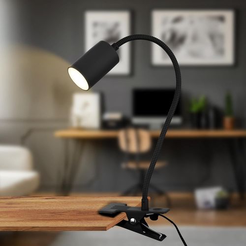 Lampe De Bureau Avec Interrupteur  Fil, Couleur De Lumire Blanc Chaud, Orientable, Lampe De Lecture, Lampe  Pince, Lampe De Chevet, Lampe De Lecture Enfants, Hauteur 40cm, Noir