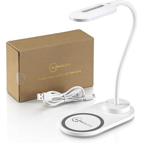 Lampe De Bureau Led Flexible Avec 3 Modes De Couleur Et Chargeur Rapide Qi Pour Tlphone Intelligent Sans Fil 10 W  Blanc (Lot D'un Paquet)