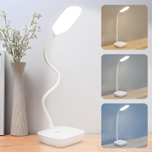 Lampe De Bureau Led, Lampe De Bureau Led Flexible, Lampe De Chevet Sans Fil, 3 Modes D'clairage, Niveau De Luminosit Rglable Avec Commande Tactile, Lampe Led Rechargeable Pour La Maison, Le Bureau