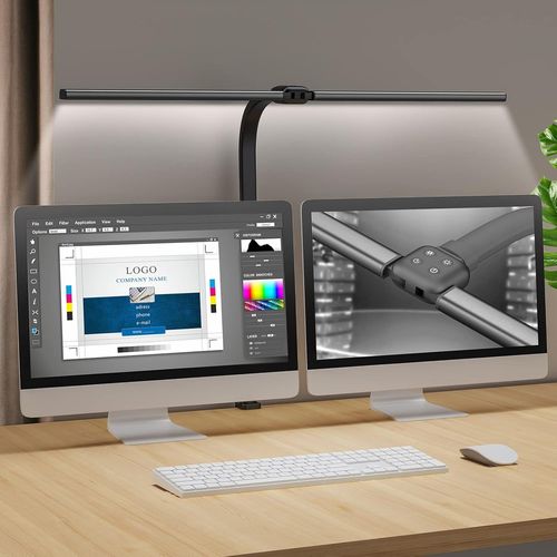 Lampe De Bureau Led Puissante, 24w Lampe De Table Dimmable Avec 80cm Super Longue, 5 Luminosit, 5 Tempratures De Couleur, 224 Perles Led Lampe De Bureau Pour Ecran D'ordinateur Bureau (Noi[Q117]