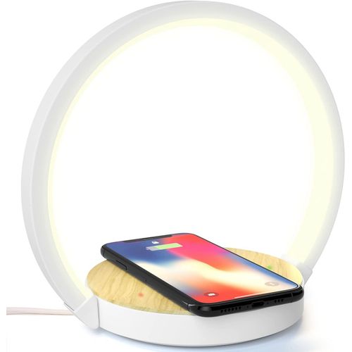 Lampe De Chevet Avec Chargeur Sans Fil 10w Pour Chambre  Coucher, Veilleuse Tactile  Intensit Variable Avec 3 Niveaux De Luminosit