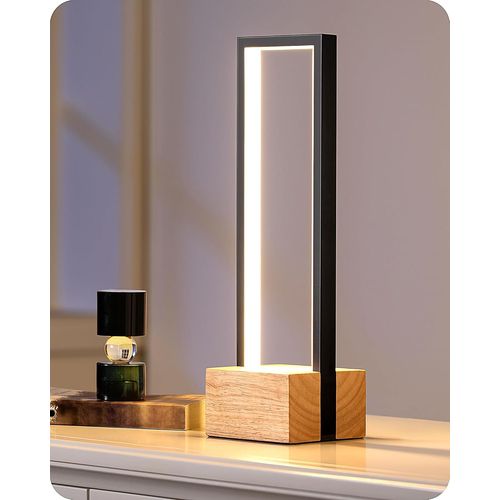 Lampe De Chevet Led En Bois, Contrle Tactile, Dimmable En Continu, 3 Tempratures De Couleur, Sans Assemblage, 500 Lumens, Lampe De Table Design Moderne Pour Salon, Chambre, Bureau