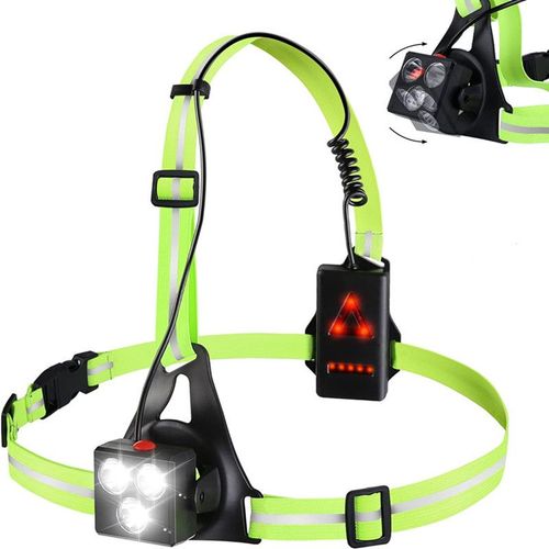 Lampe De Course  Pied - Lampe Pectorale Running Usb Rechargeable Avec Voyants De Scurit Et Bandes, Lampe De Course Avec 3 Modes D'clairage Et Angle De Faisceau  120 Pour Jogging, Camping