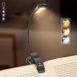 Lampe de Lecture,7 LEDs Liseuse Lampe Clip Rechargeable,lampe livre 3 Modes  de Luminosité x 3 Couleurs (Blanc/Chaud/Blanc Chaud),Lampe de Lecture pour  Lire au Lit,Voyage