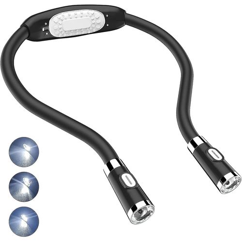 Lampe De Lecture  Led, Lampe De Cou Mains Libres Flexible Autour Du Cou, Fonctionne Avec Des Piles