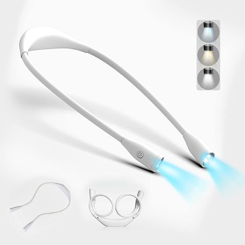 Lampe De Lecture De Cou Led, Lampe De Cou Liseuse Led Hug Rechargeable  4 Led,Pour La Lecture,Le Tricot,La Rparation(Blanc)