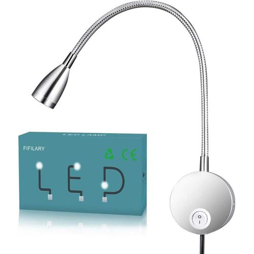 Lampe De Lecture,Lampe  Led Avec Col De Cygne En Aluminium Lampe Chevet Murale Pour Chambre Bureau Blanc Chaud,100-200lm/3000k/3w/110-220v-Led,Angle D'mission De Lumire:30 ,Longueur:28cm
